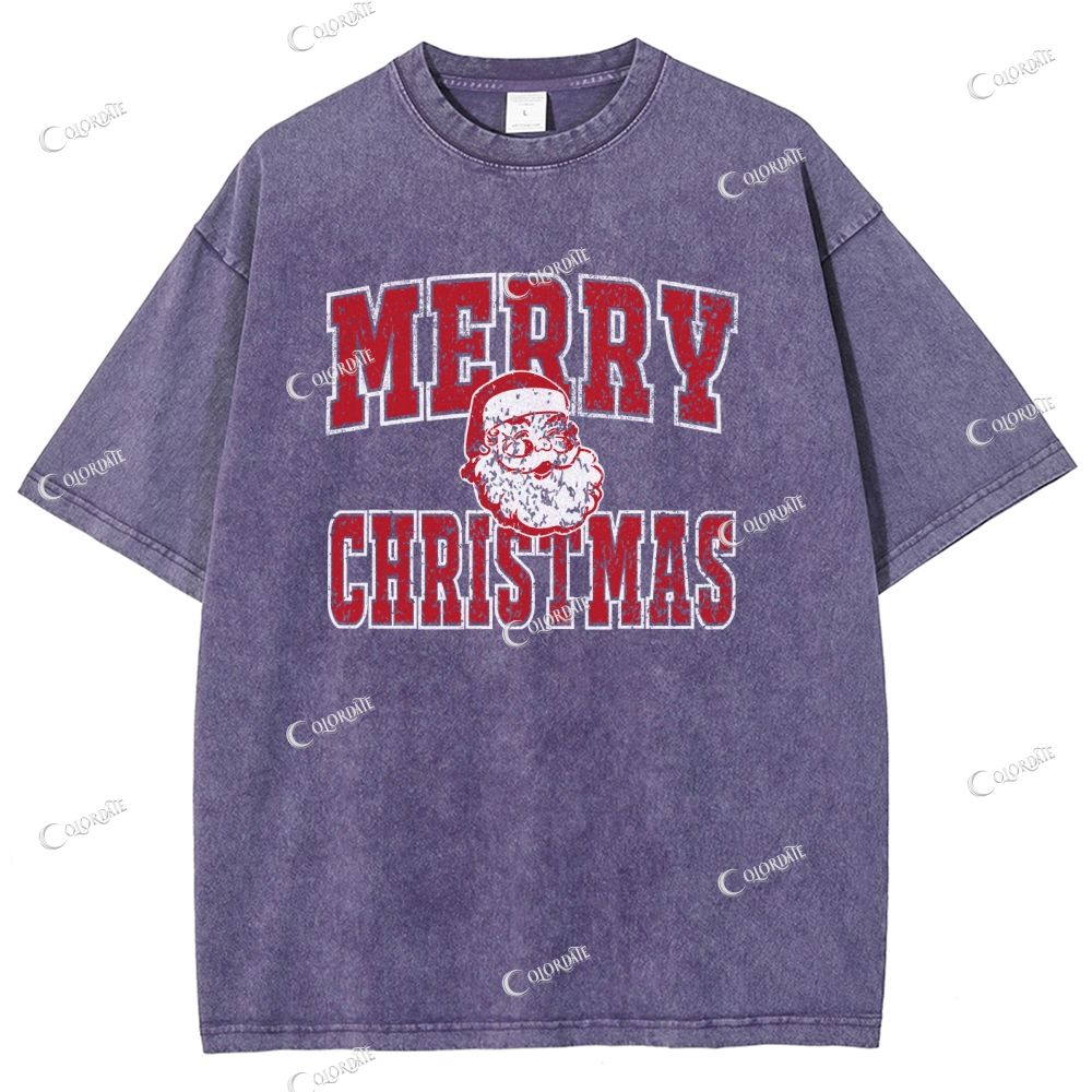 Unisex Merry Christmas Printed Washed Tee