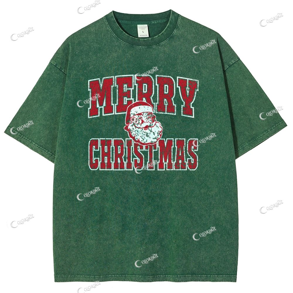 Unisex Merry Christmas Printed Washed Tee