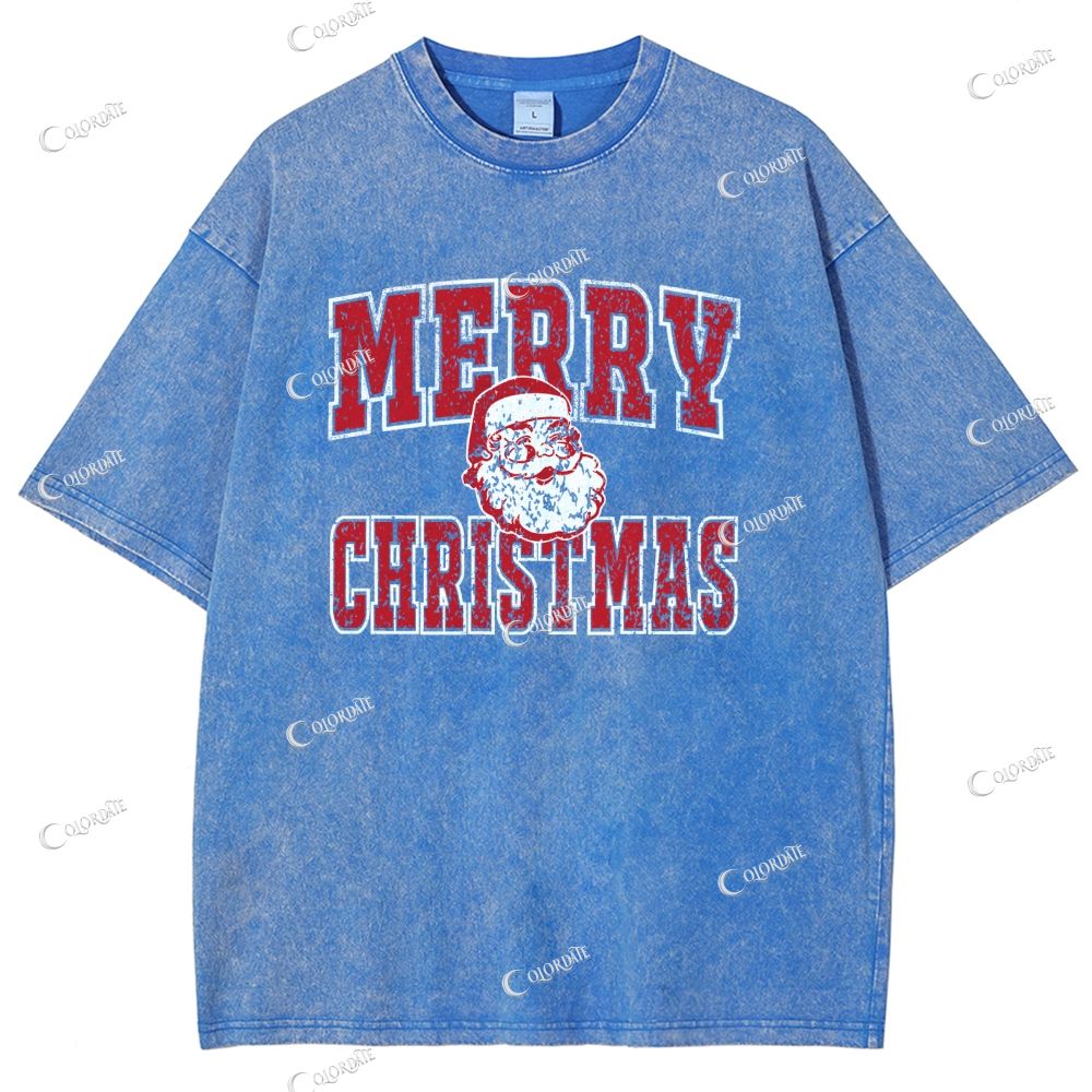 Unisex Merry Christmas Printed Washed Tee