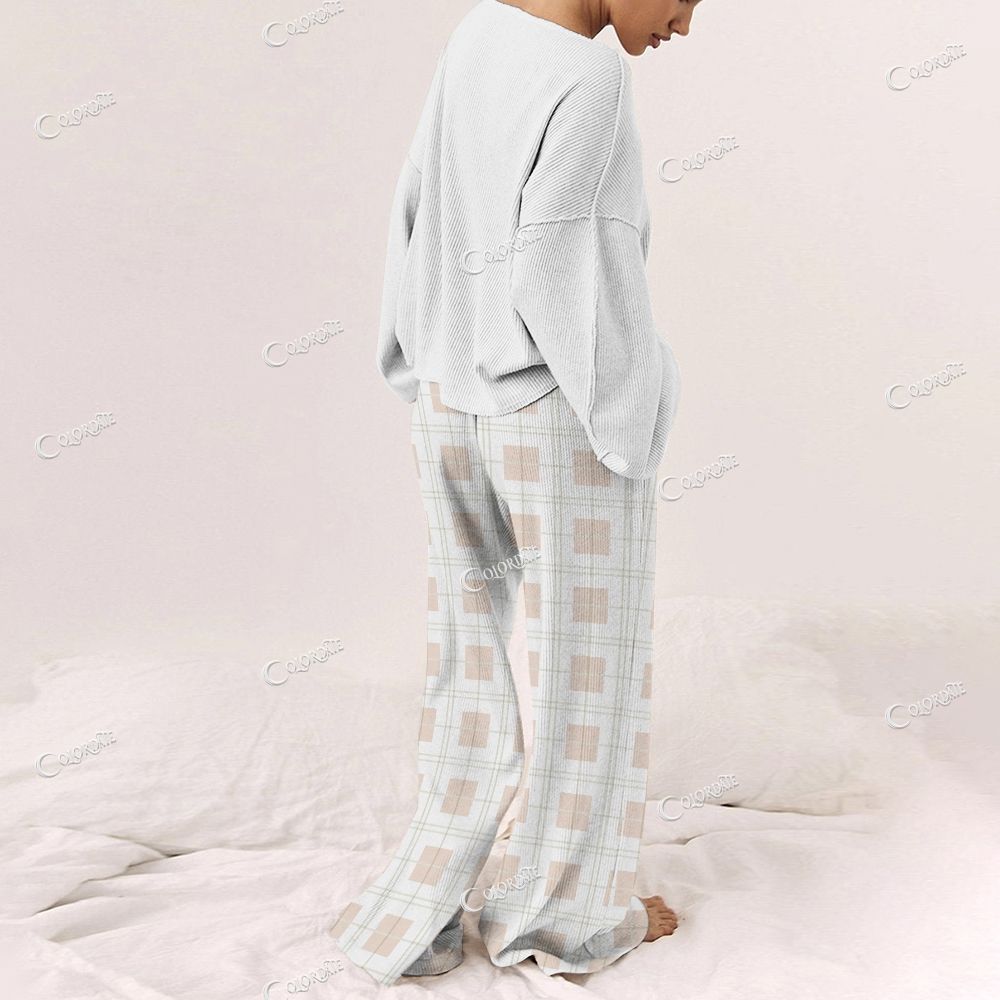 Colordate Women's Christmas Tree Print Long Sleeve Pajama Set
