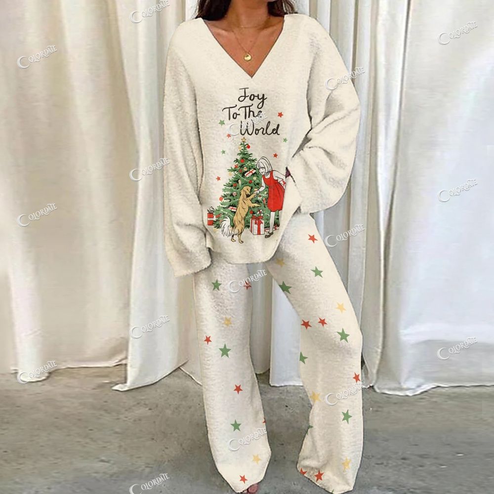 Colordate Joy To The World Loungewear Set For Women
