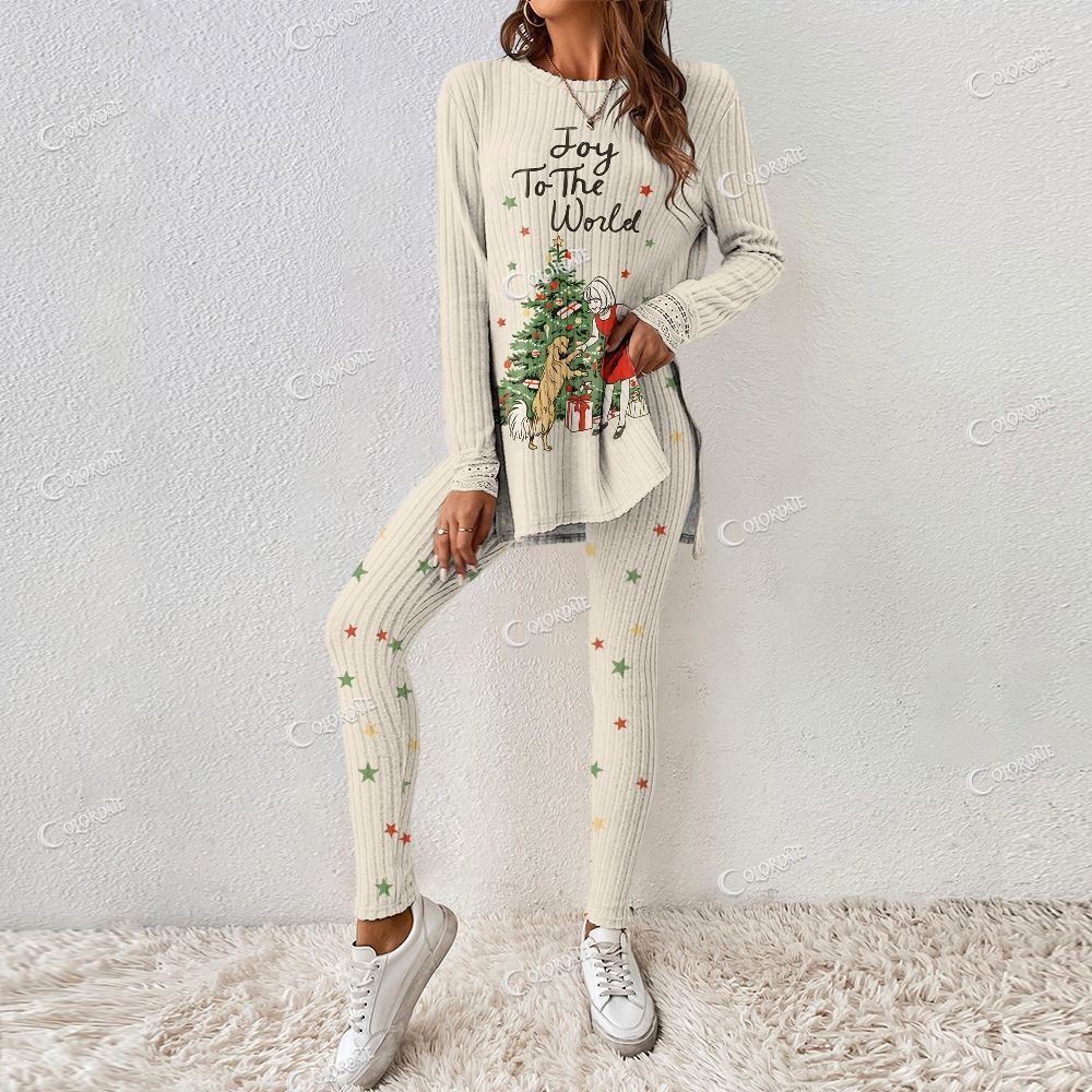 Colordate Women's Joy To The World Long Sleeve Suit