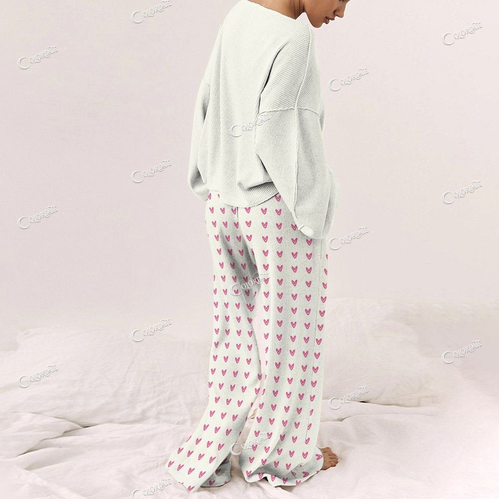 Colordate Women's Tulip Print Long Sleeve Pajama Set