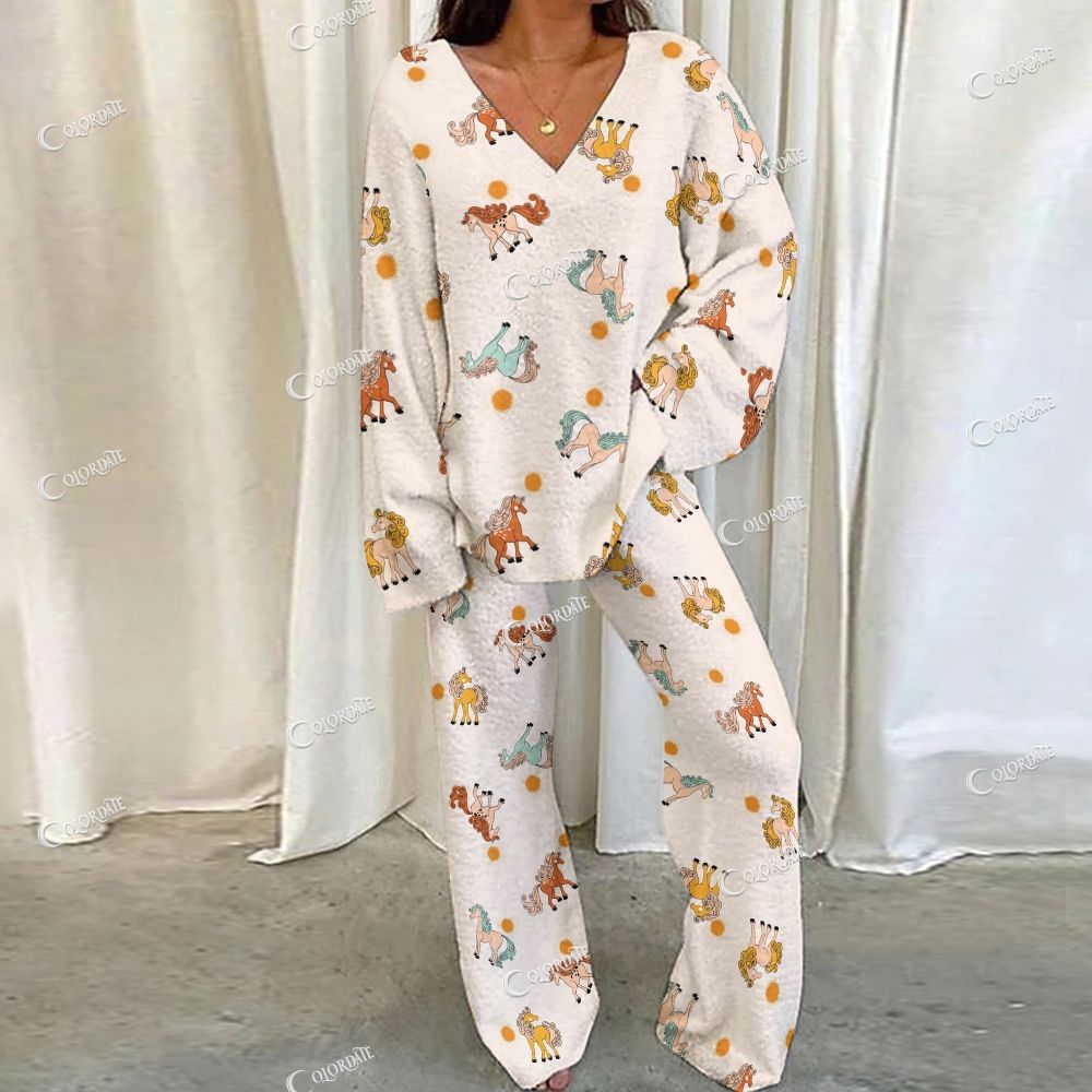 Colordate Horse Print Loungewear Set For Women