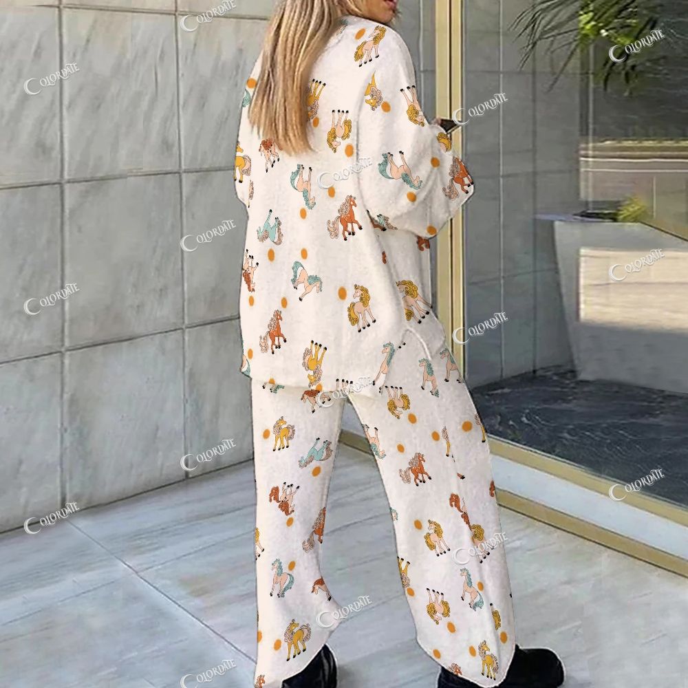 Colordate Horse Print Loungewear Set For Women