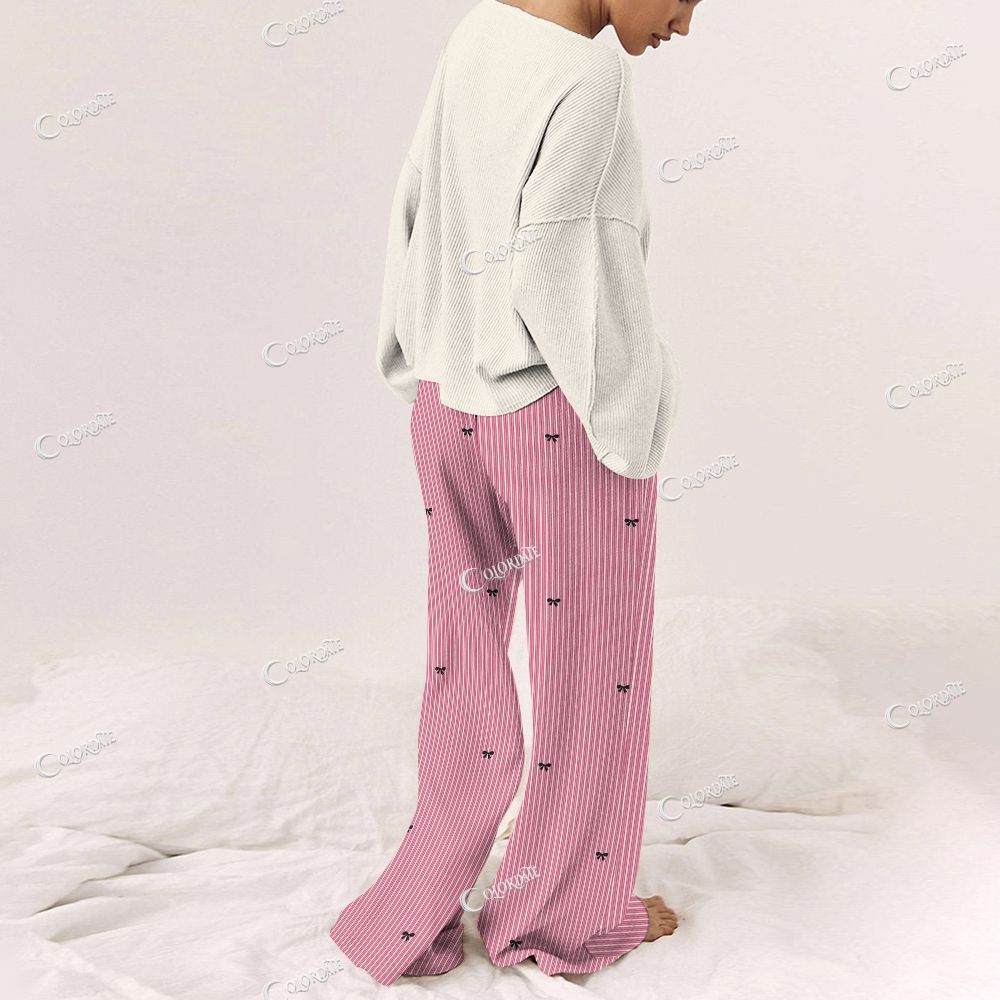 Colordate Women's Cute Cat Print Long Sleeve Pajama Set