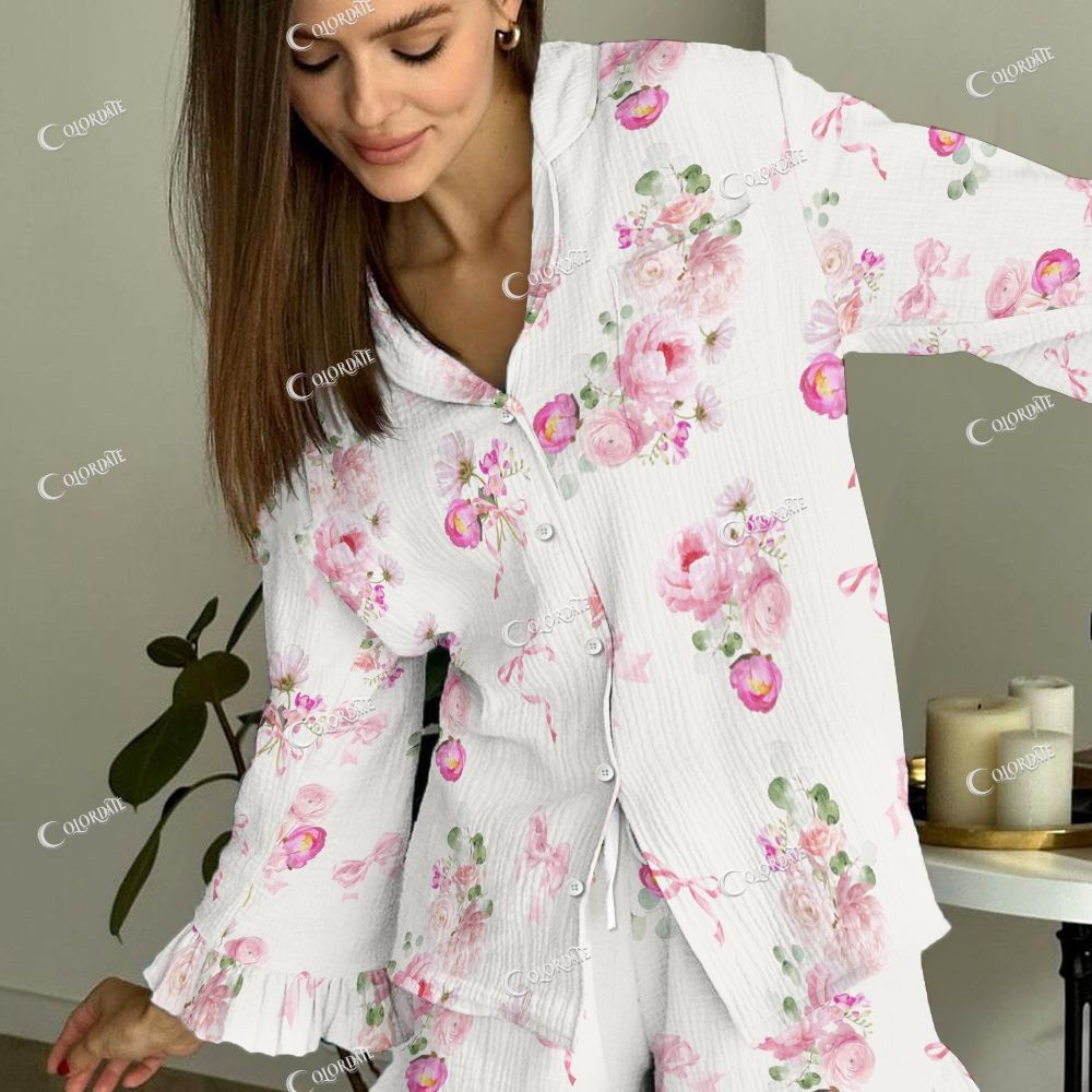 Colordate Women's Flower Vintage Printed Suit