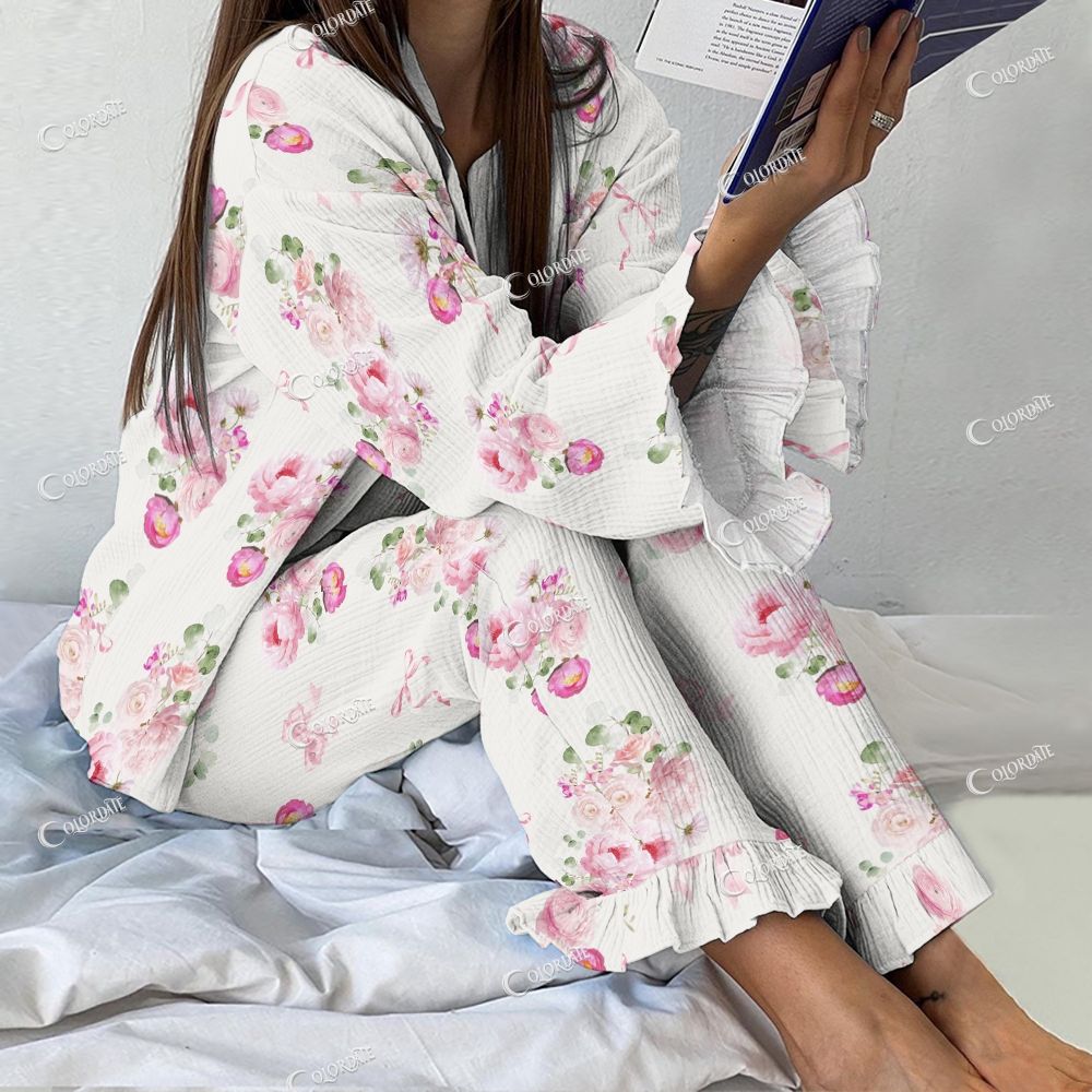 Colordate Women's Flower Vintage Printed Suit