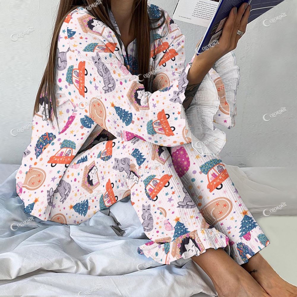 Colordate Women's Cat Vintage Printed Suit