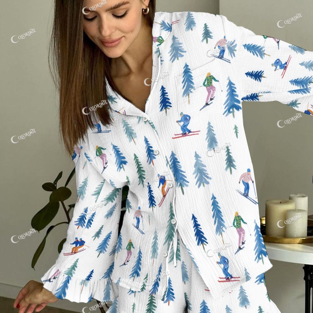 Colordate Women's Skiing Vintage Printed Suit