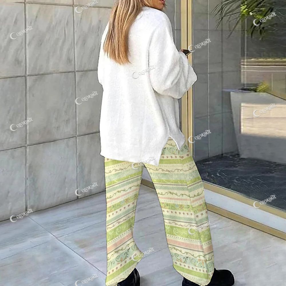 Colordate Watercolor Floral Print Loungewear Set For Women