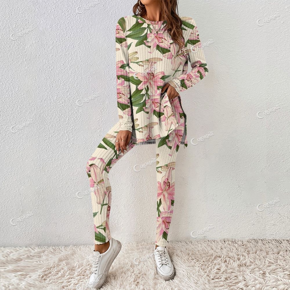 Colordate Women's Lily Print Long Sleeve Suit