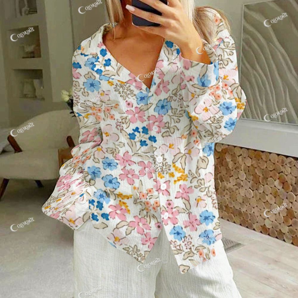 Women's White & Multicolor Floral Print Cotton Cardigan Homewear Set