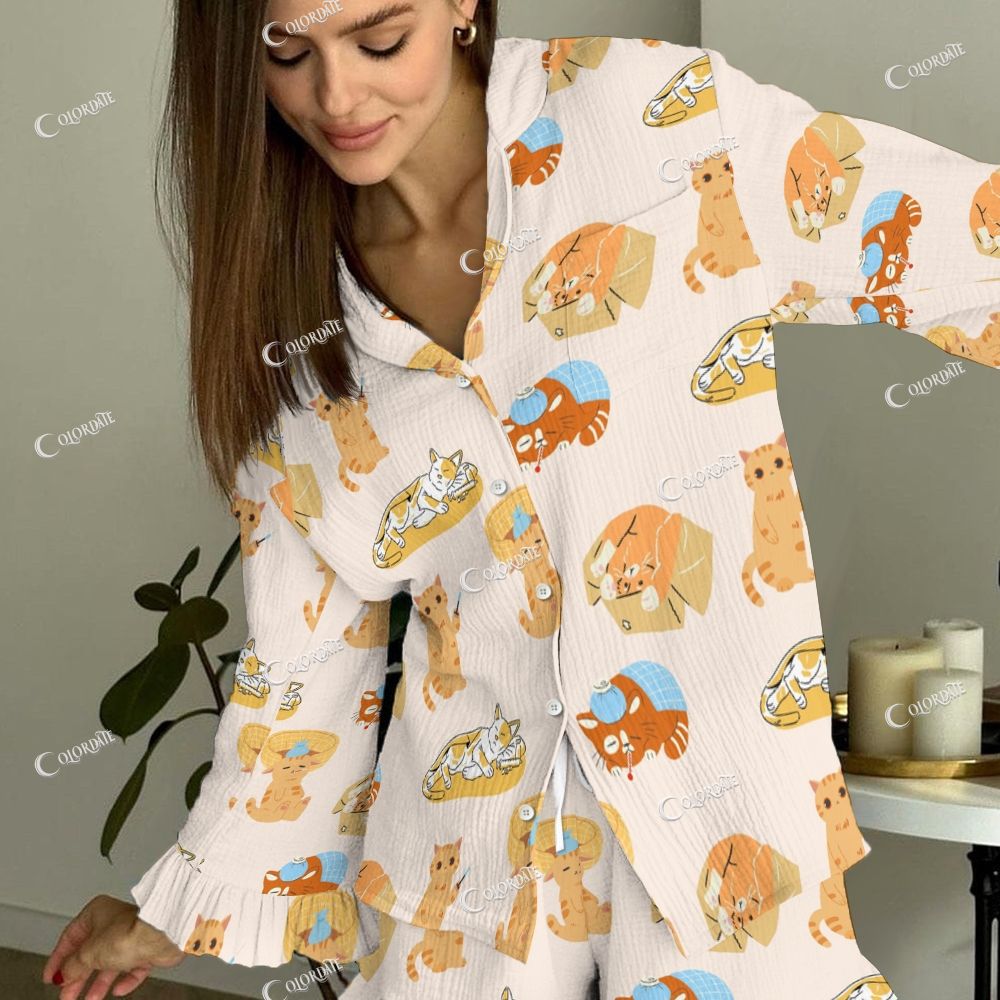 Colordate Women's Cat Vintage Printed Suit