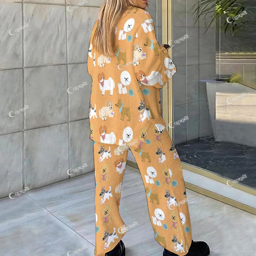 Colordate Cute Cat Print Loungewear Set For Women