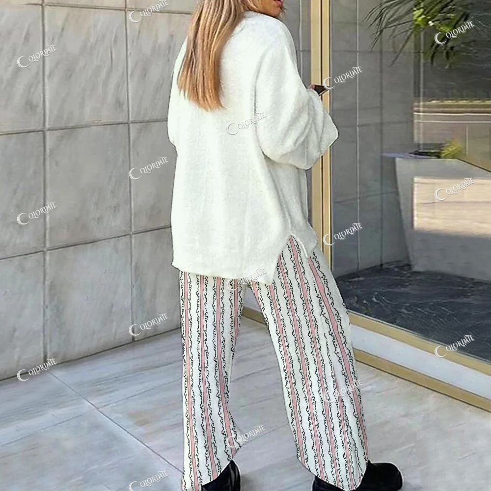 Colordate Cute Cat Print Loungewear Set For Women