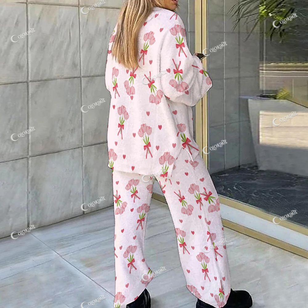 Colordate Tulip Print Loungewear Set For Women