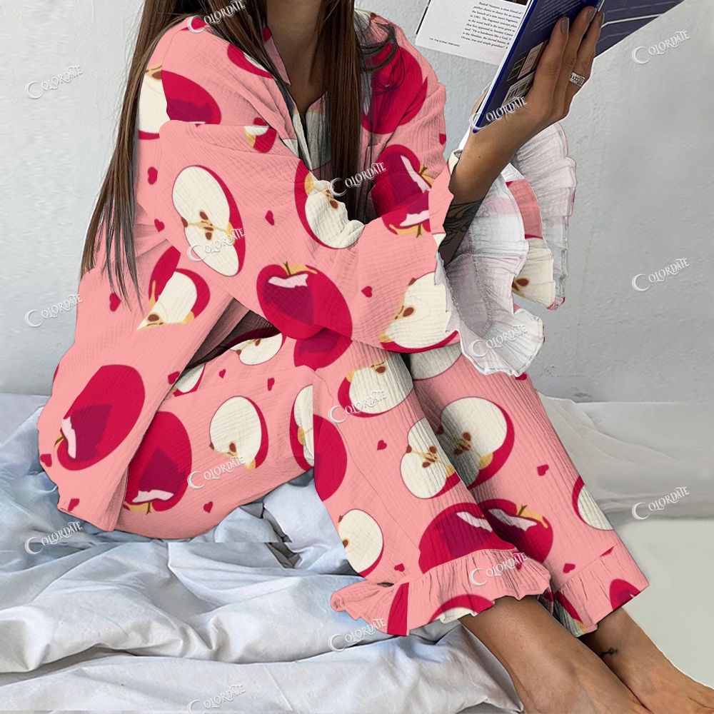 Women's Vintage Cute Apple Printed Suit 