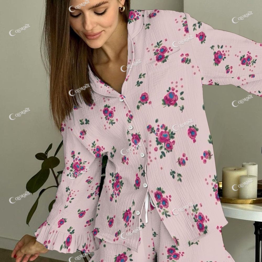 Women's Vintage Pink Floral Printed Suit 