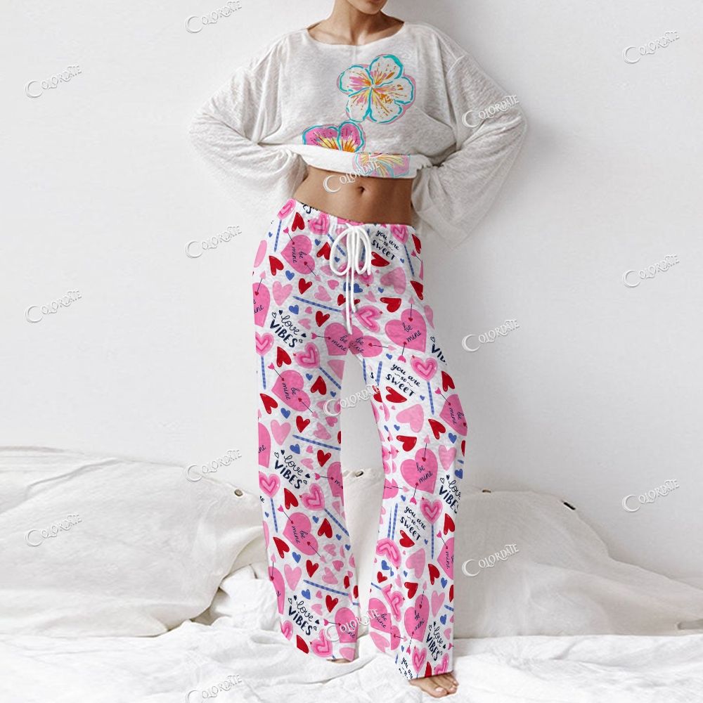Women's Colorful Floral Long Sleeve Cotton Homewear Set