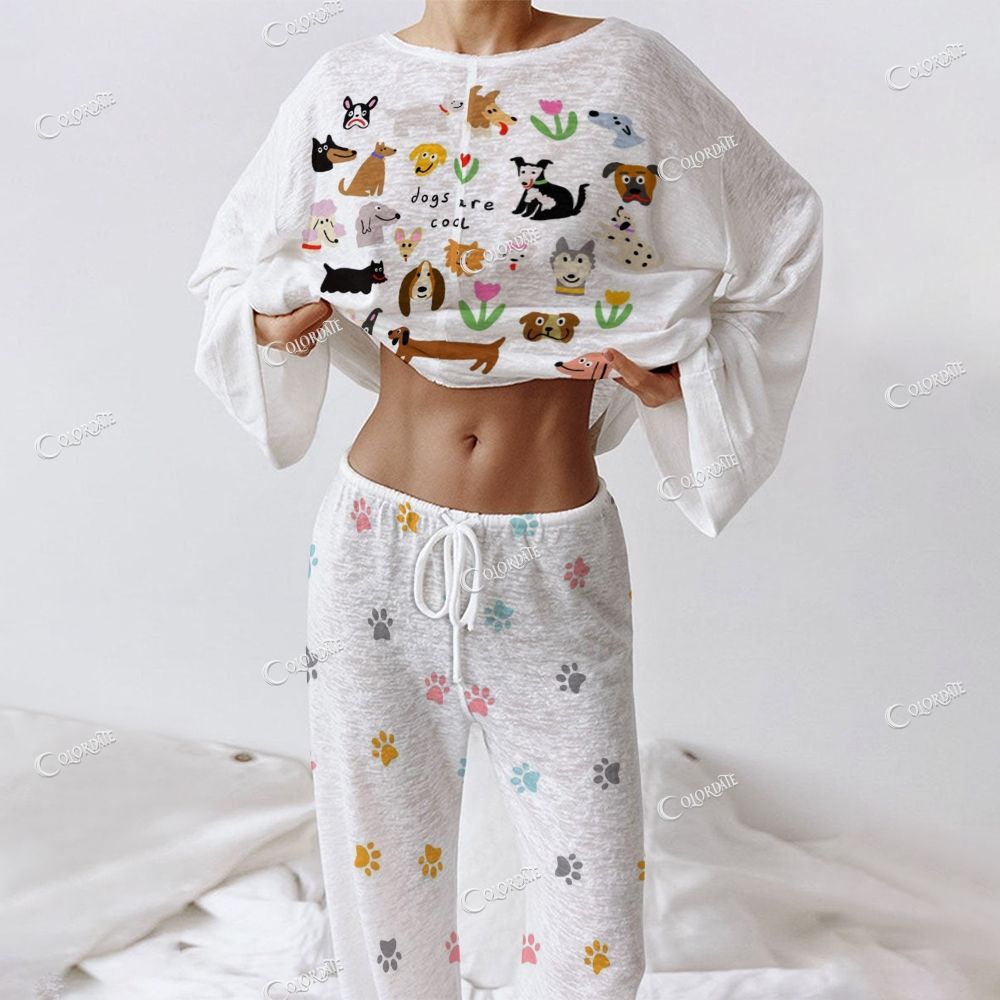 Women's Woodland Animal Print Long Sleeve Cotton Homewear Set