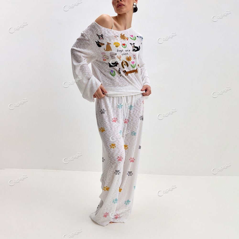 Women's Woodland Animal Print Long Sleeve Cotton Homewear Set