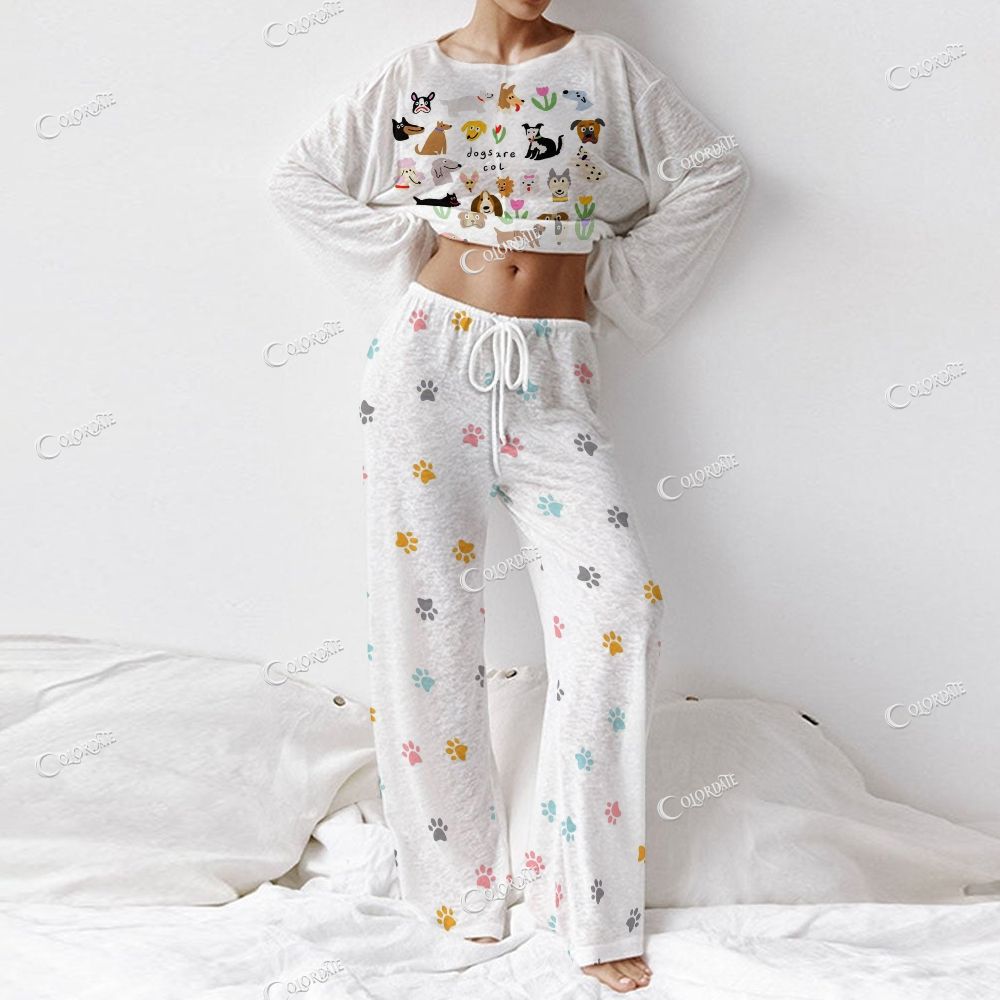 Women's Woodland Animal Print Long Sleeve Cotton Homewear Set