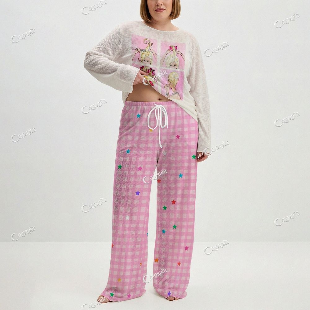 Women's Beauty Routine Print Long Sleeve Cotton Homewear Set