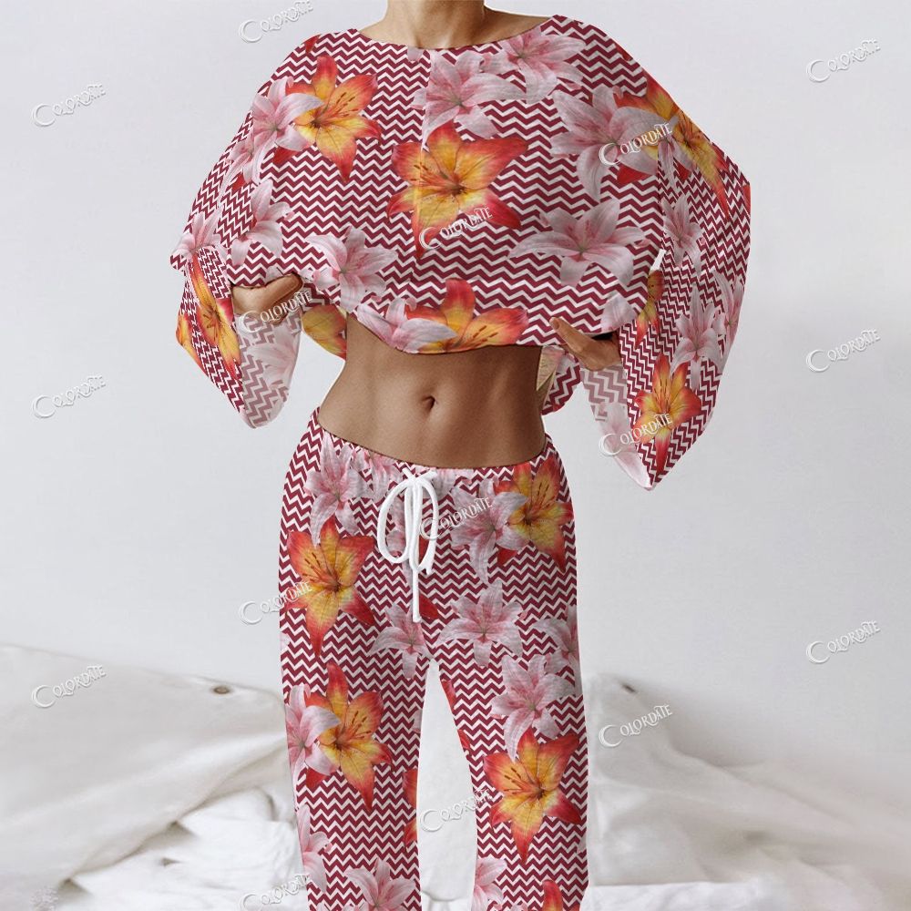 Women's Lily Chevron Print Long Sleeve Cotton Homewear Set