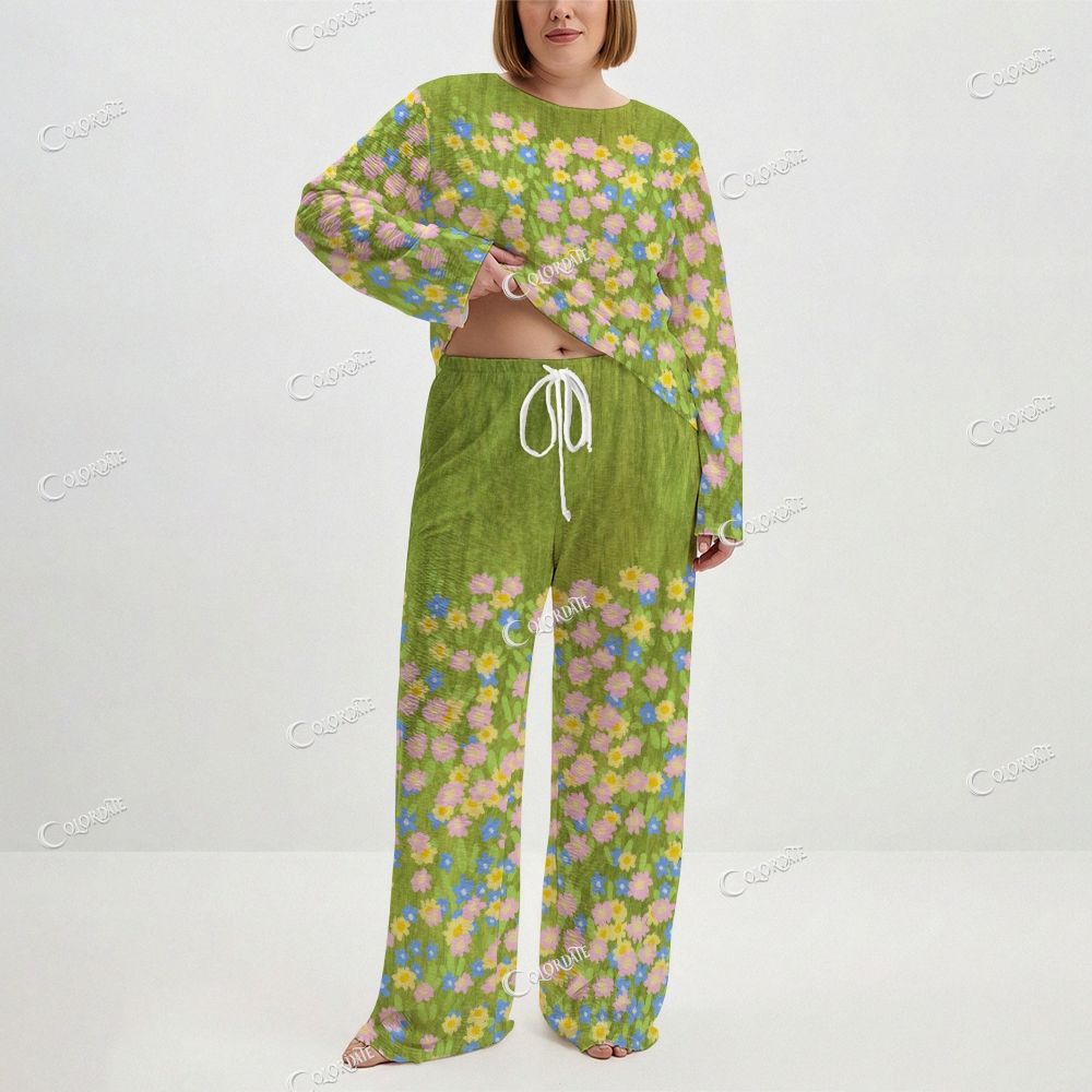 Women's Pastel Floral Print Long Sleeve Cotton Homewear Set