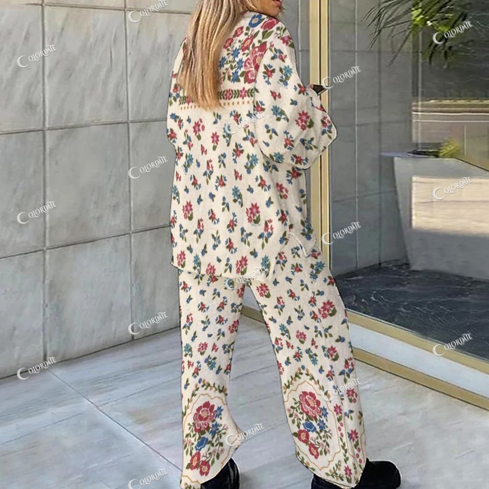 Vintage Floral & Butterfly Loungewear Set For Women