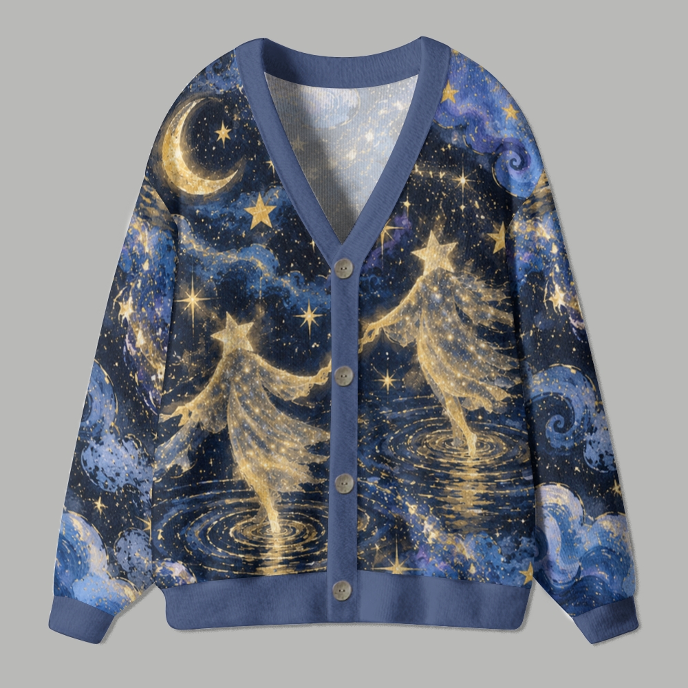 Magical Starry Fairy Water Reflection Ugly Cardigan Sweater 