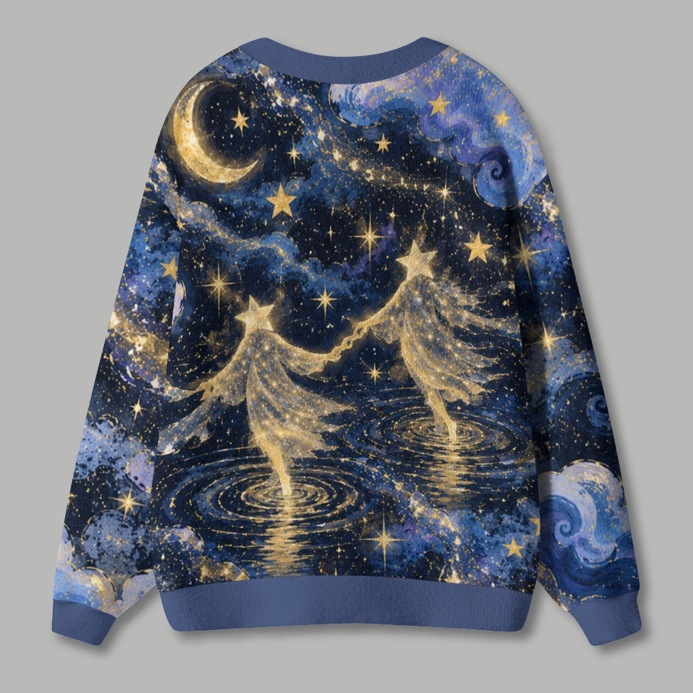 Magical Starry Fairy Water Reflection Ugly Cardigan Sweater 