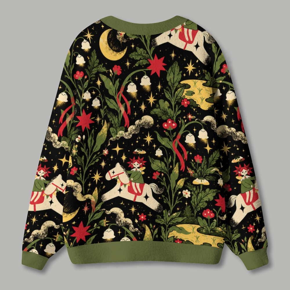 Whimsical Fairy Tale Forest Ugly Cardigan Sweater
