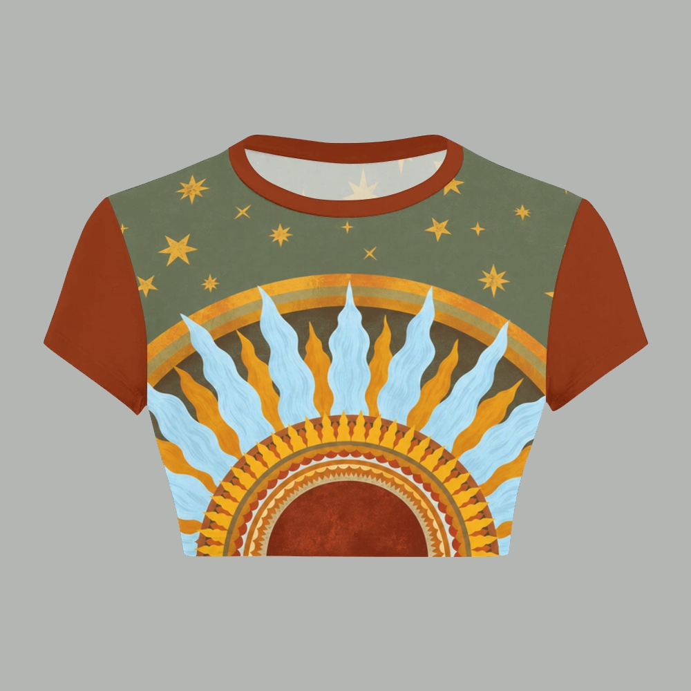Boho Retro Sun Star CloudTwo Piece Skirt Set For Women