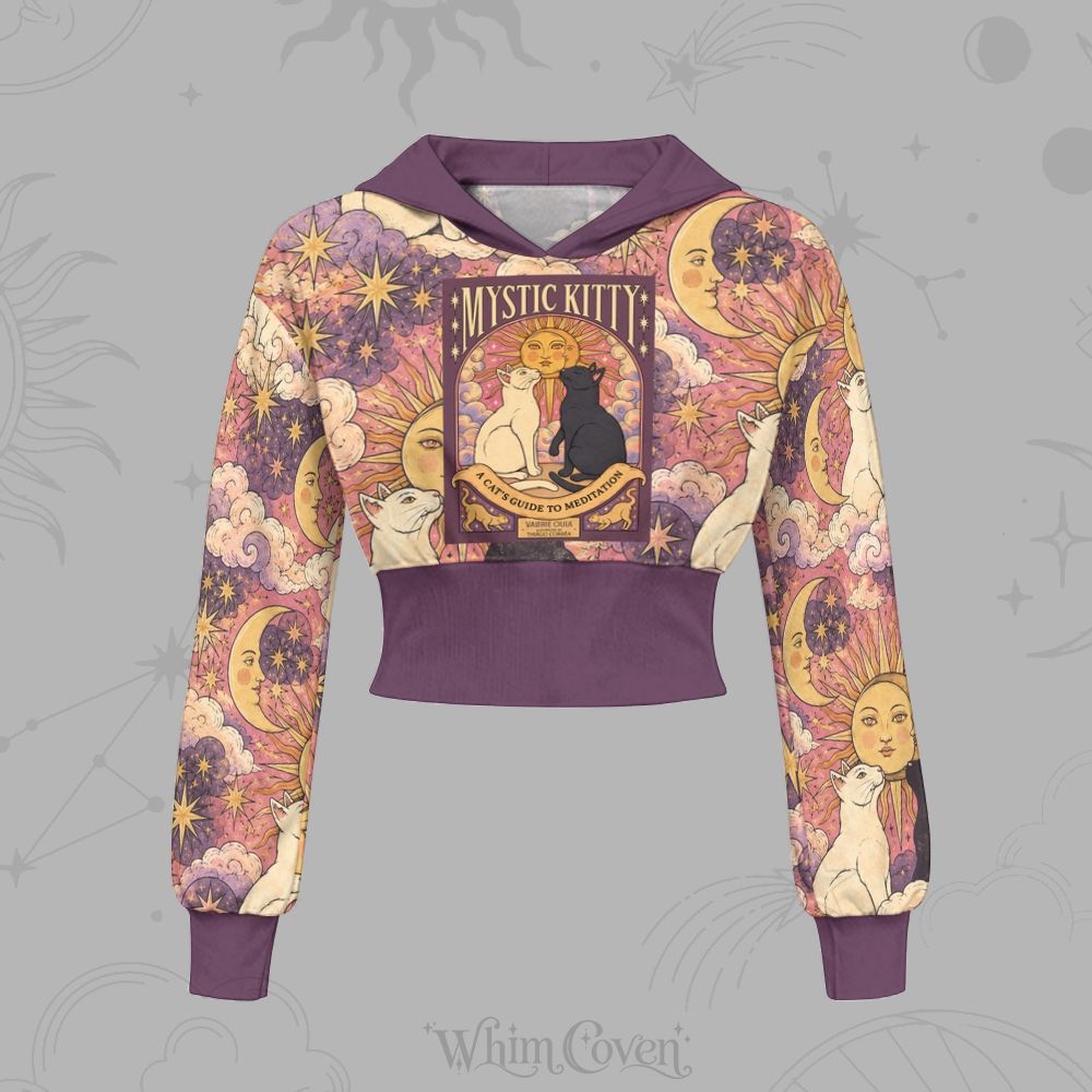 Mystical Tarot Cat Graphic Slim-Fit Sweatshirt Set
