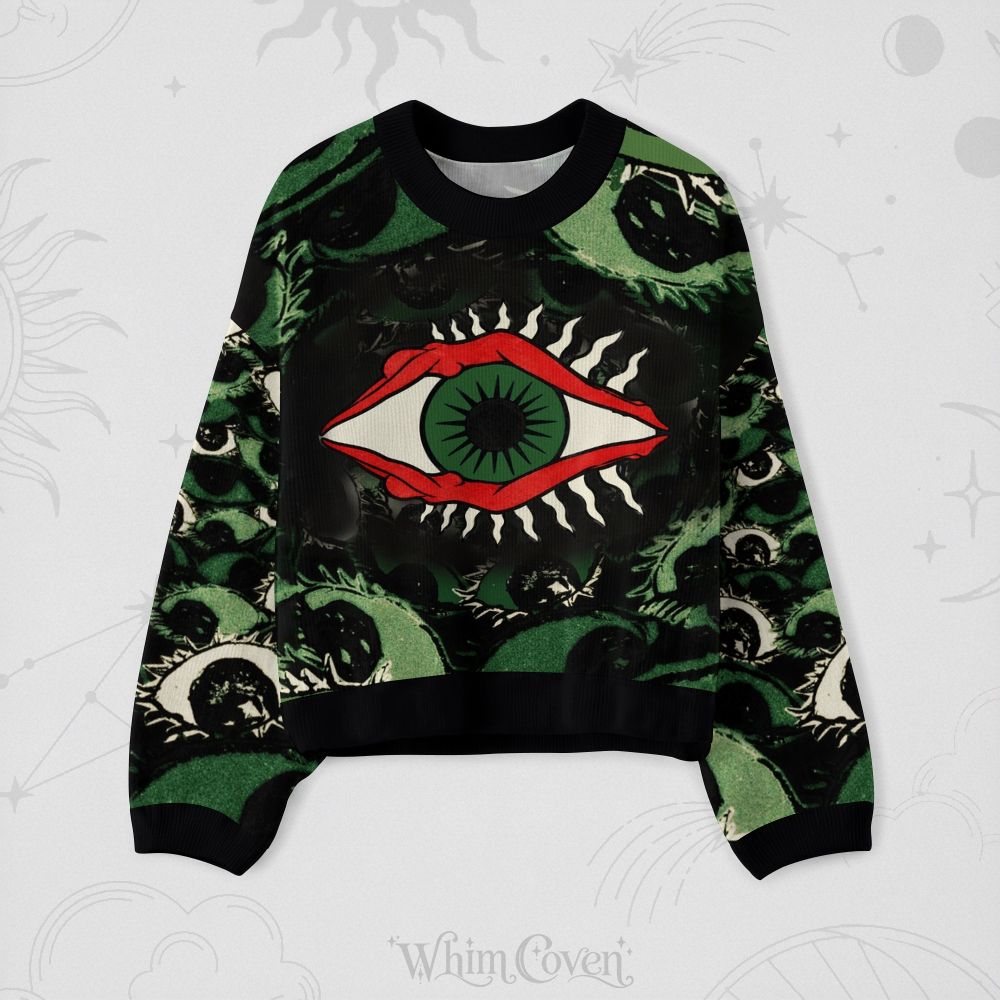 Trippy Surreal All‑Seeing Eye Crew-Neck Long-Sleeve Top