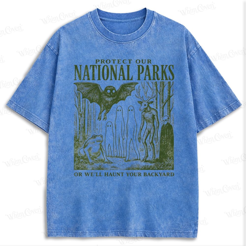 Protect Our National Parks Cryptid Graphic Retro Washed T-shirt