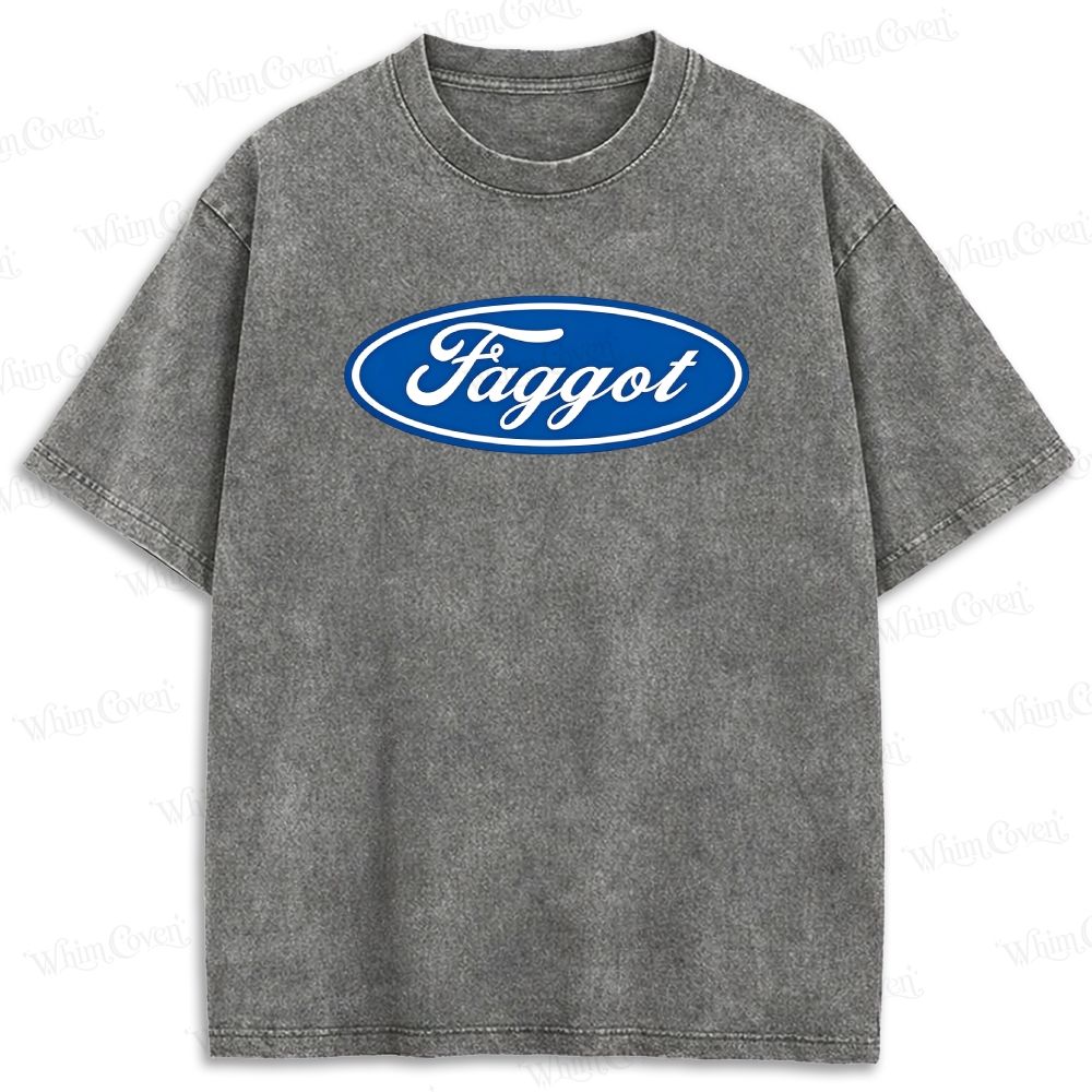 Blue Oval Parody Graphic Retro Washed T-shirt