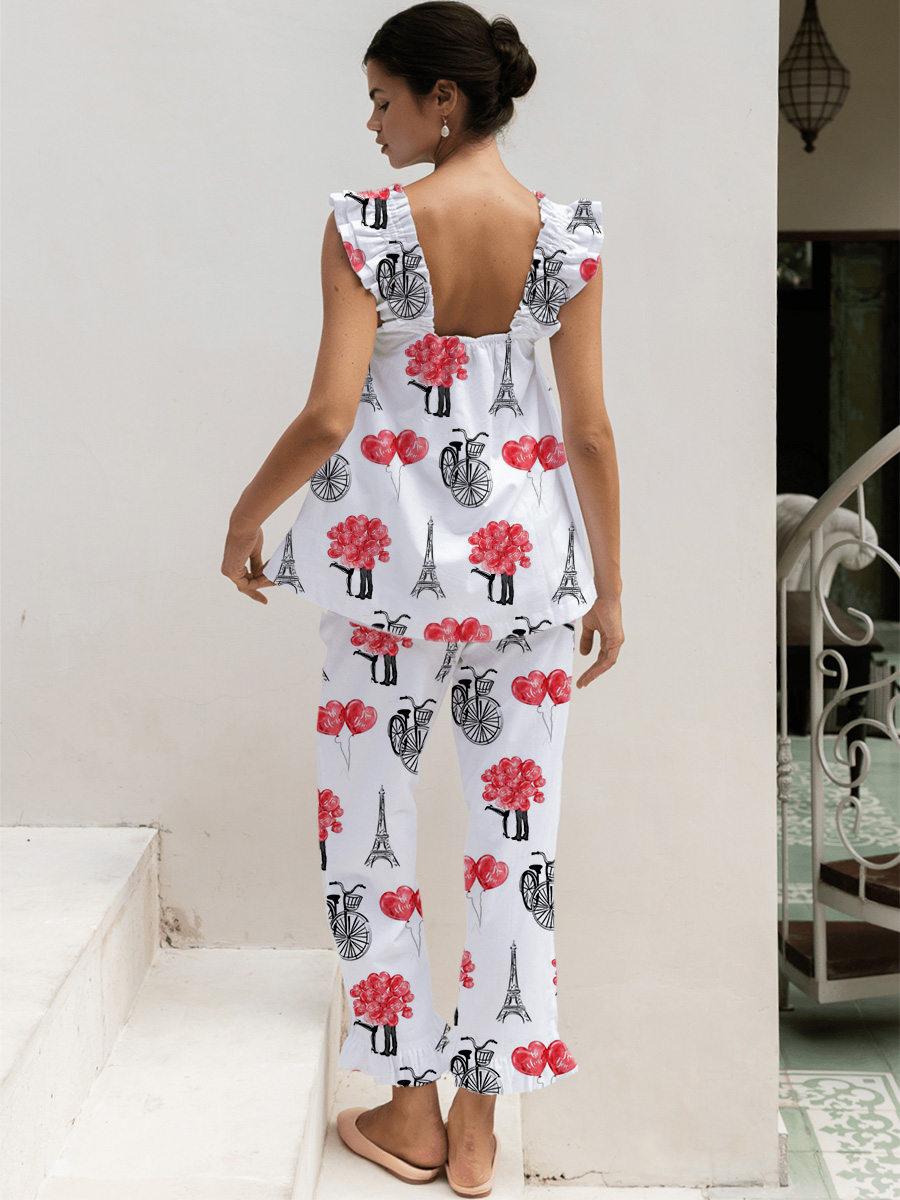 Ditsy Floral Print Tank Top Pajama Set