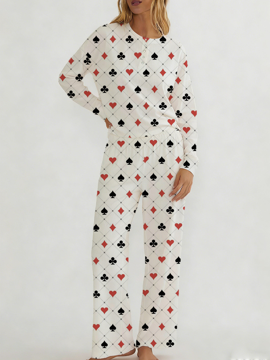 Black & Red Tropical Print Long Sleeve Suit