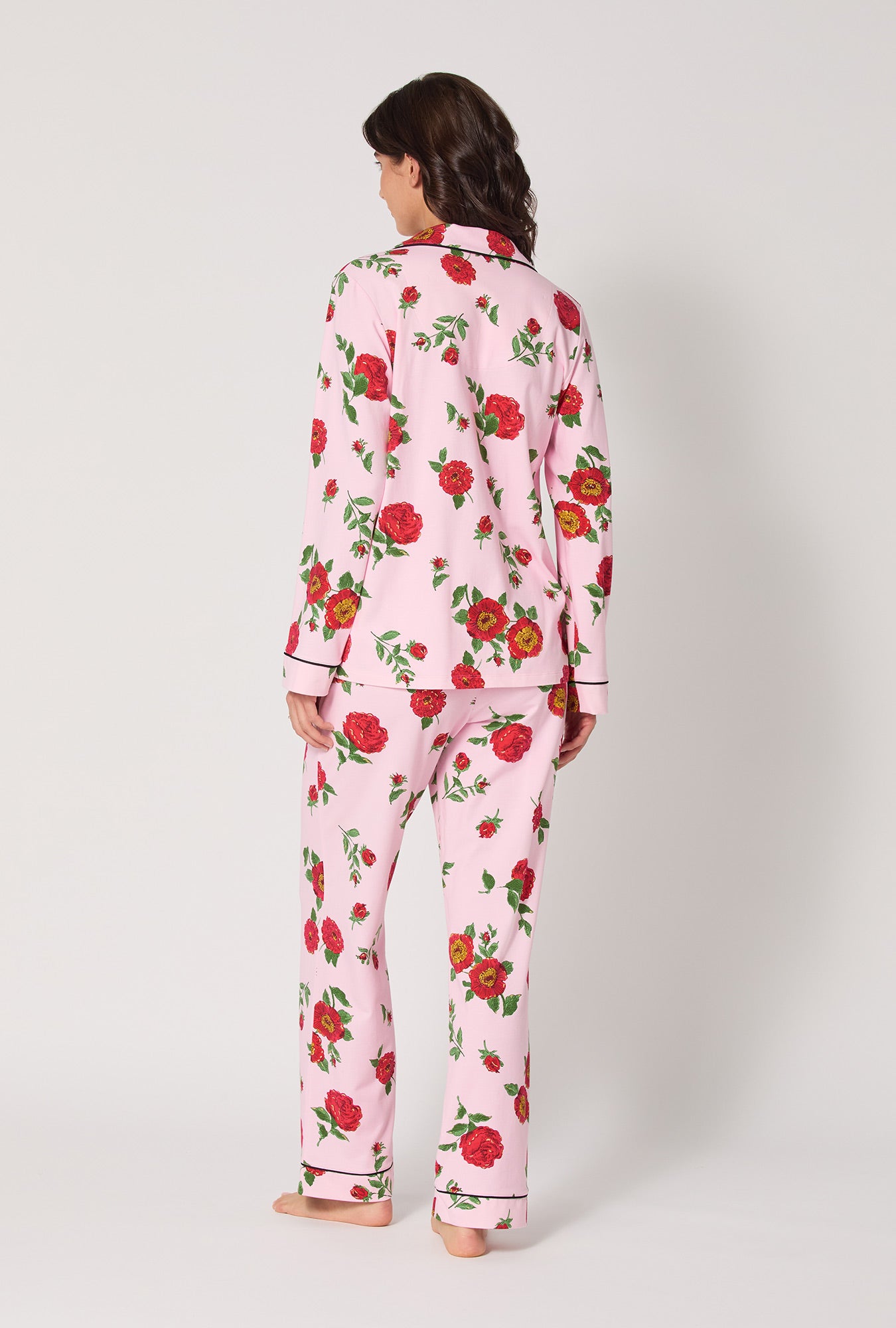 Falling Blooms Long Sleeve Classic Satin Pj Set