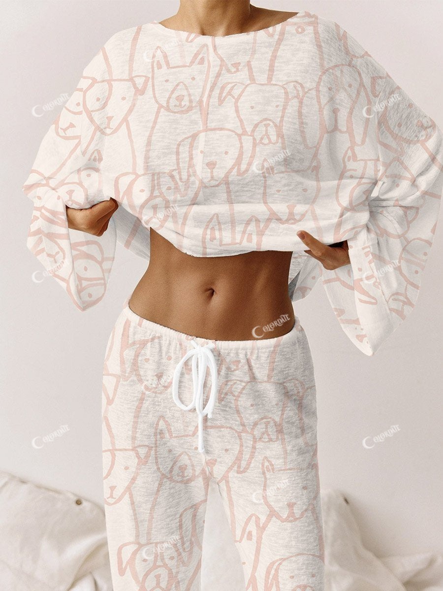 Women's Dog Print Long Sleeve Homewear Set