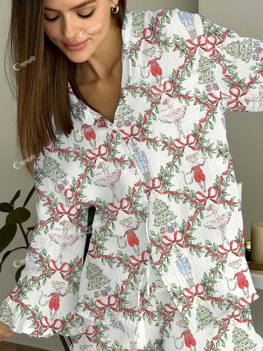 Ladies Christmas Nutcracker Elegant Pajama Set