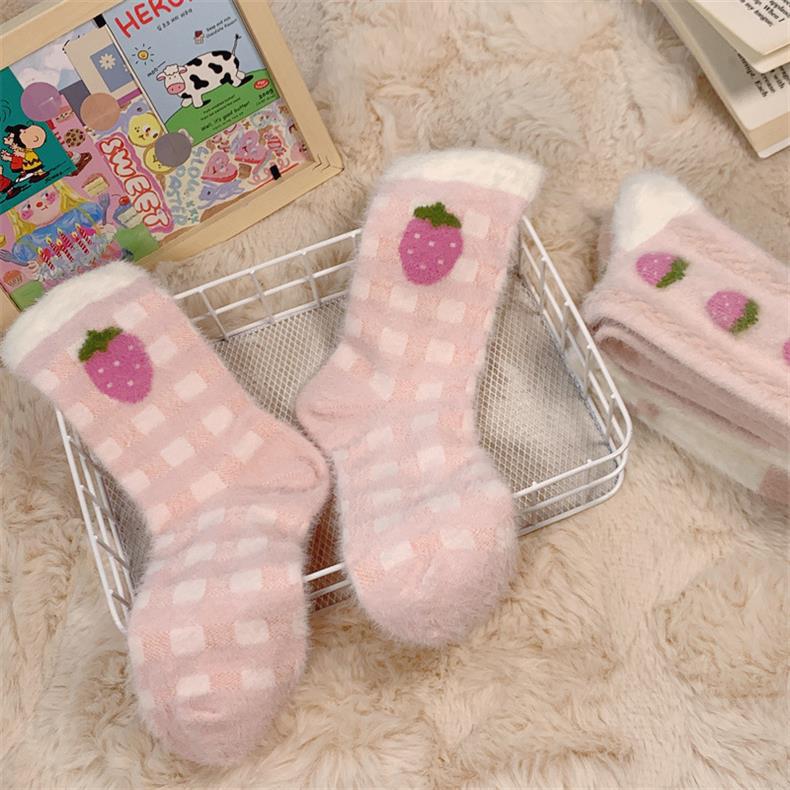 Pink Girls Plush Soft Floor Socks
