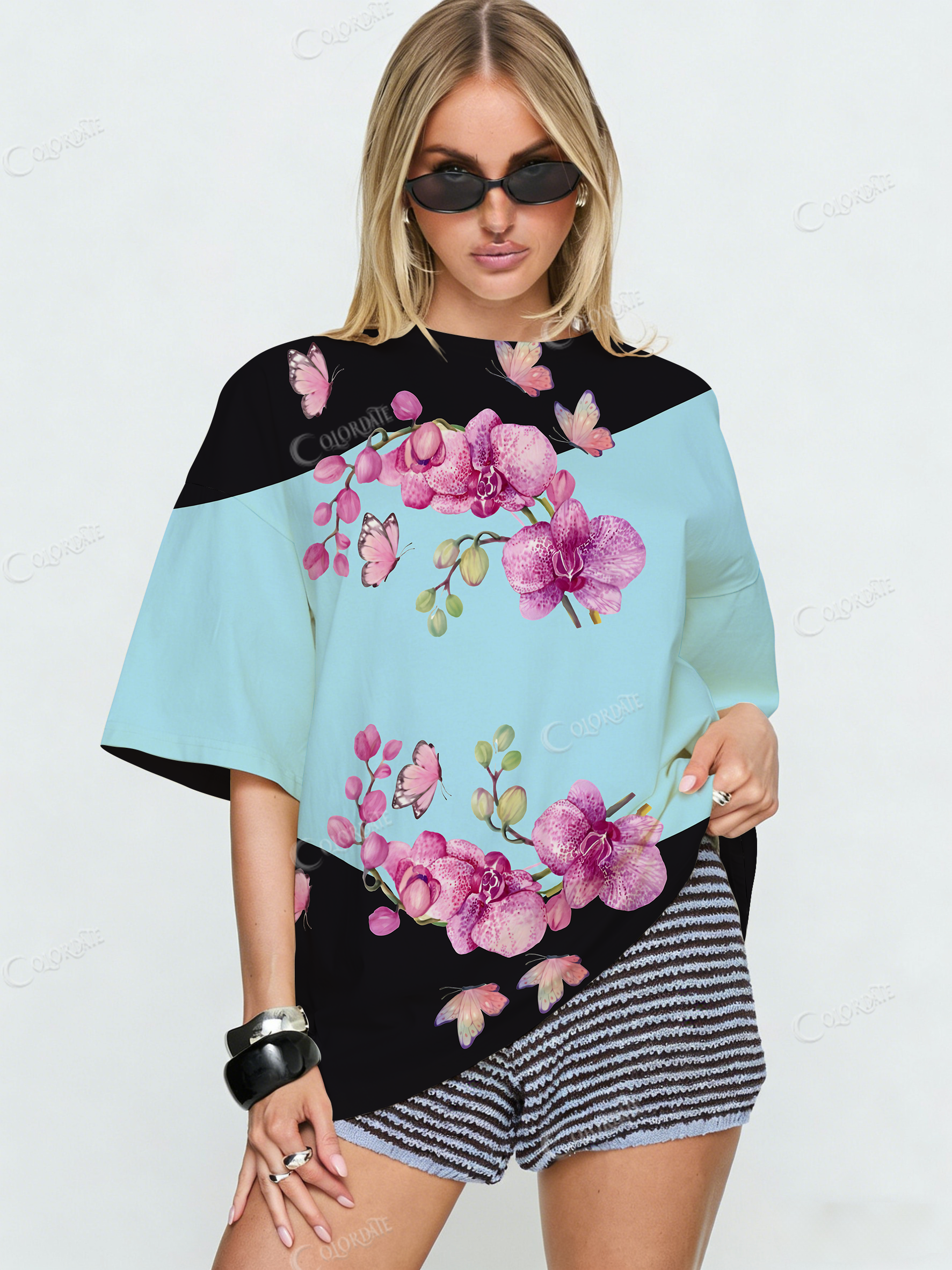Orchid Butterfly Print T-Shirt
