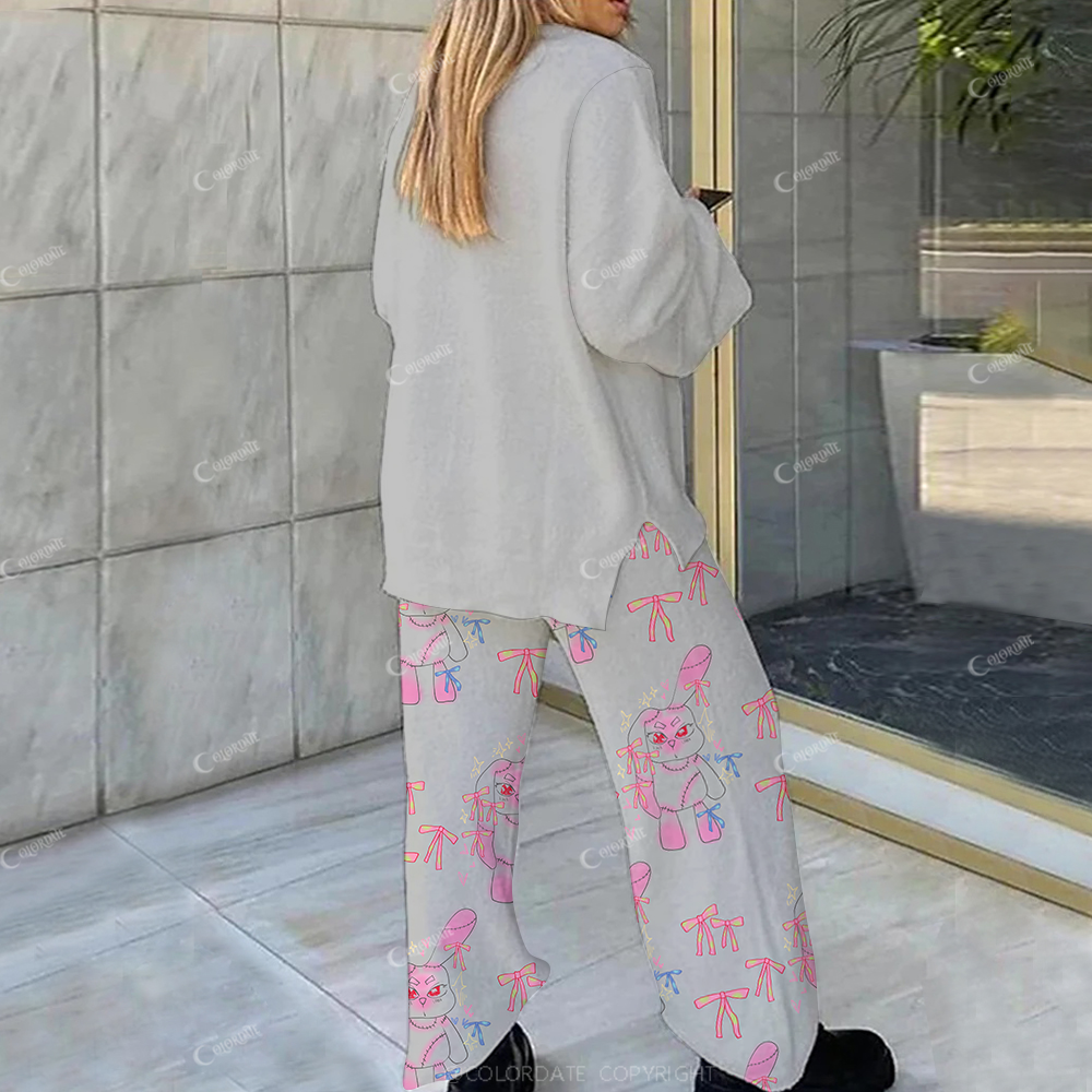 Colordate Casual Brilliant Rabbit Loungewear Set For Women