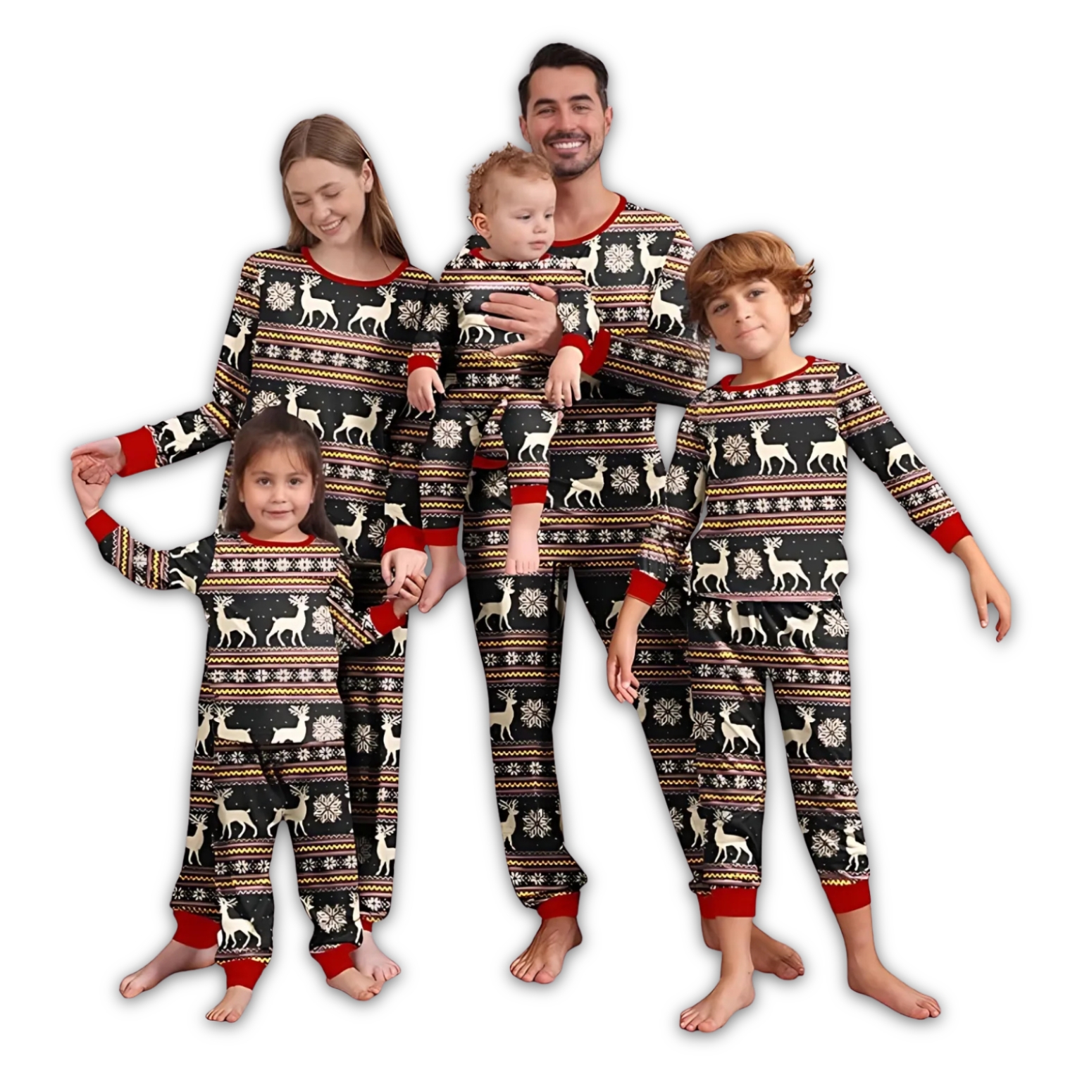 Reindeer Snowflake Pattern Family Matching Christmas Pajama Set