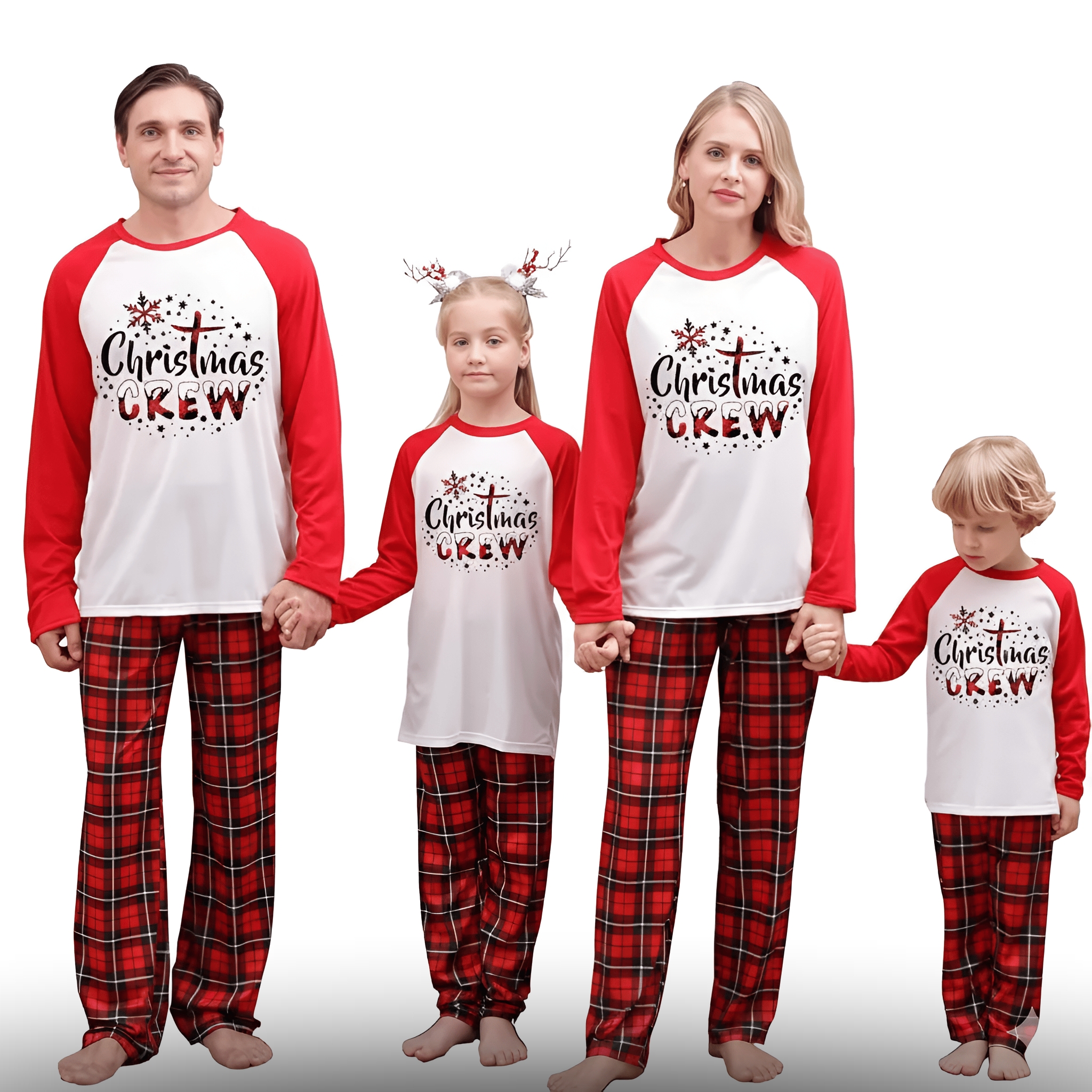Red Plaid Christmas Crew Family Matching Pajama Set