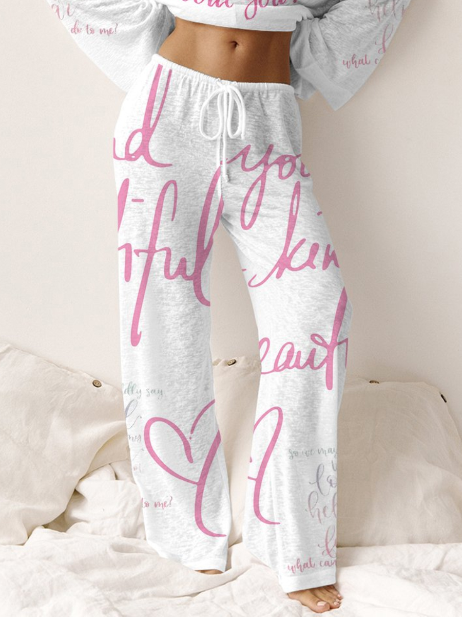 Women's Pink Long Sleeve Cotton Homewear Set